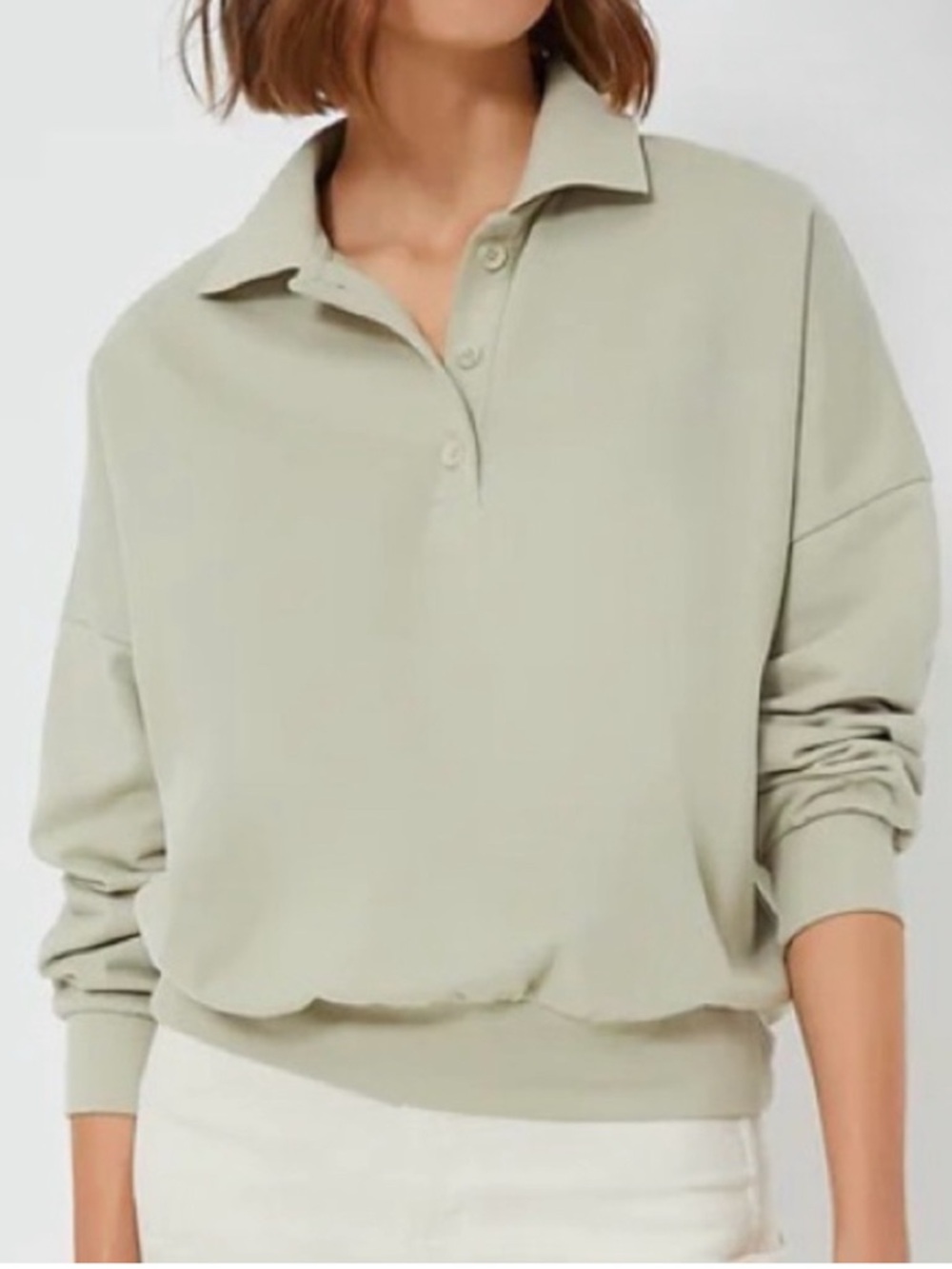 Tuckernuck Pomander Place Sage Bode Polo Sweatshirt NWT Oversized XS - Picture 2 of 12